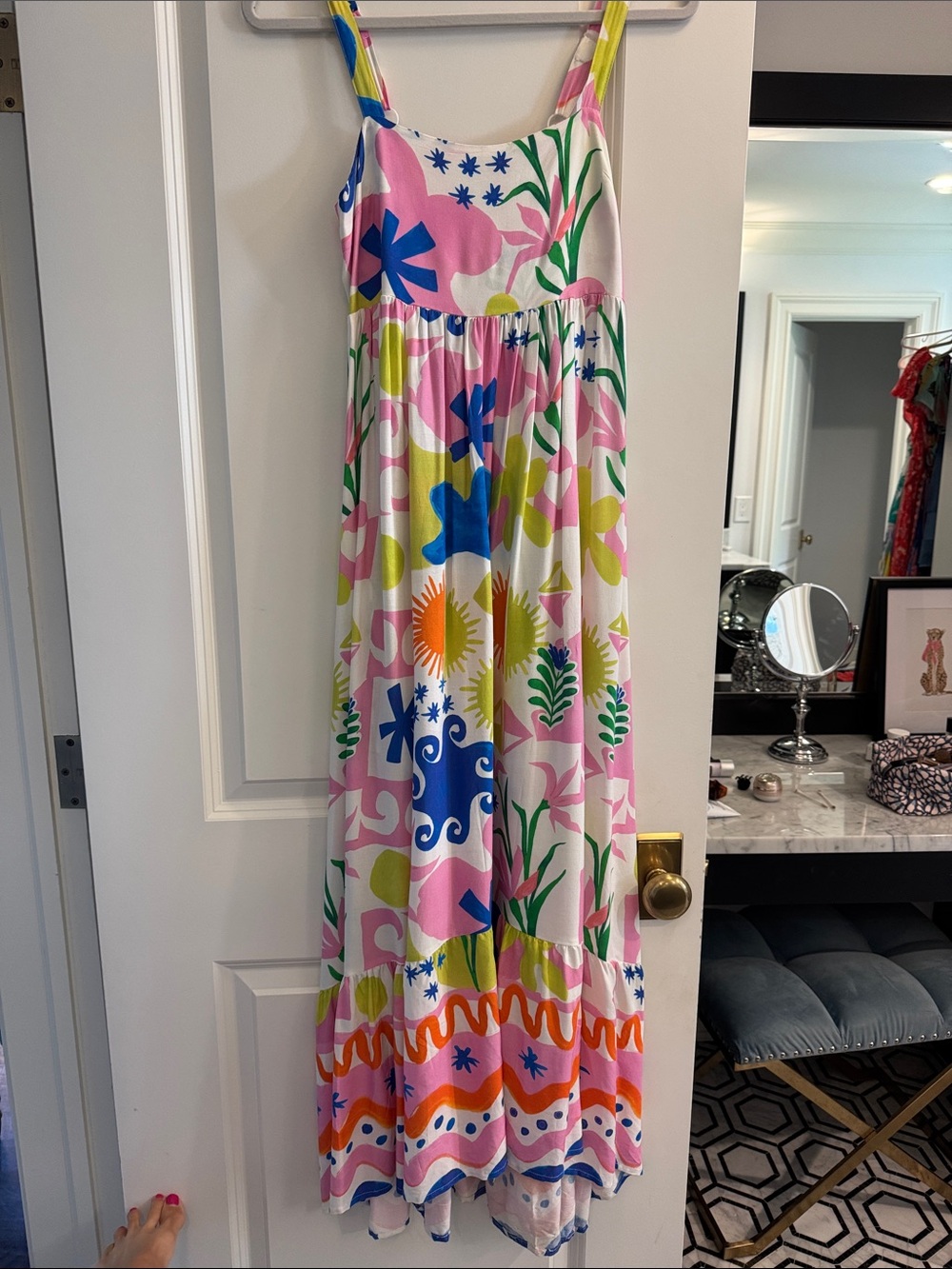 Colorful Floral Maxi Dress - Pink, Blue, Green, Yellow